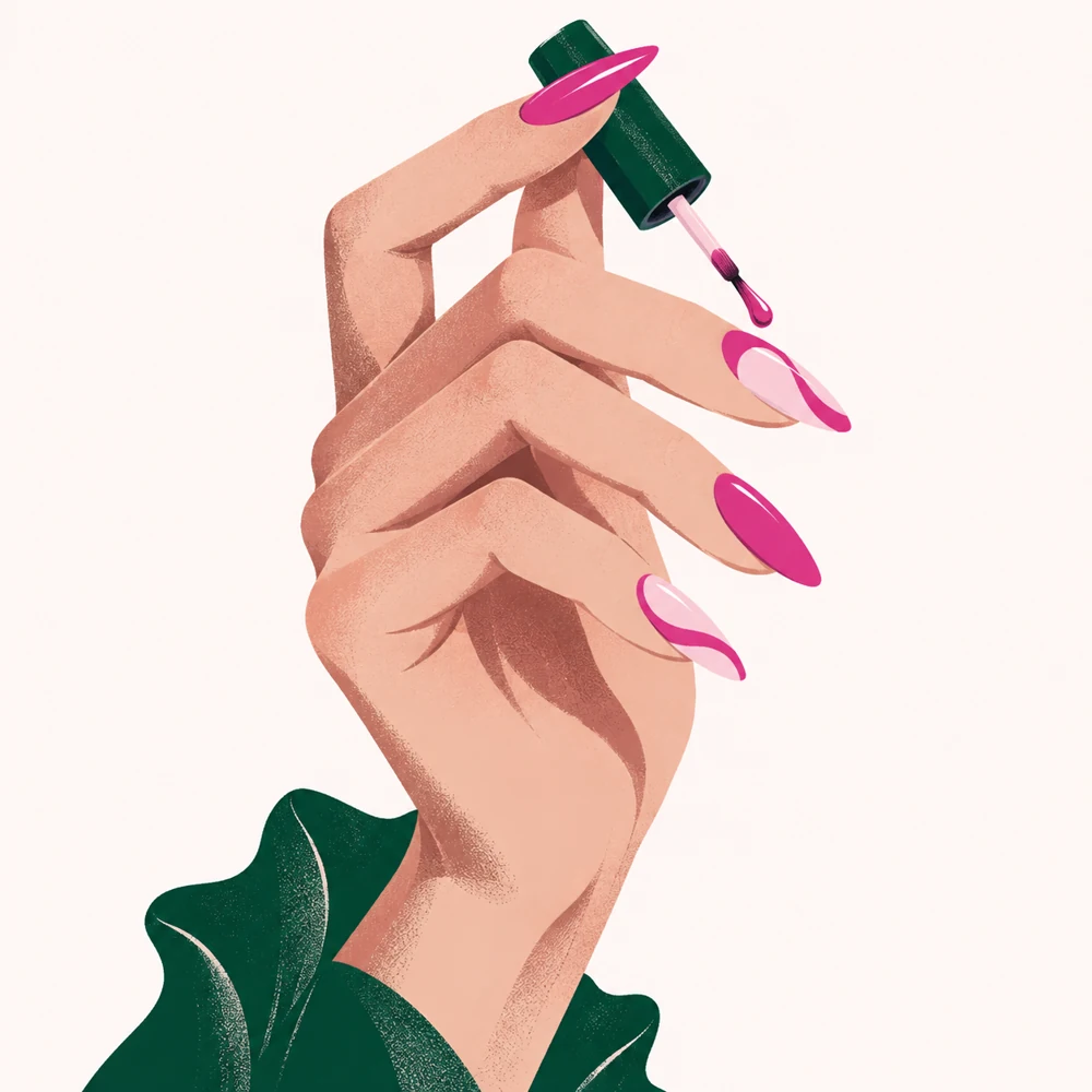 KI-Illustration: farbenfrohe Nagelmodellage und Nailart